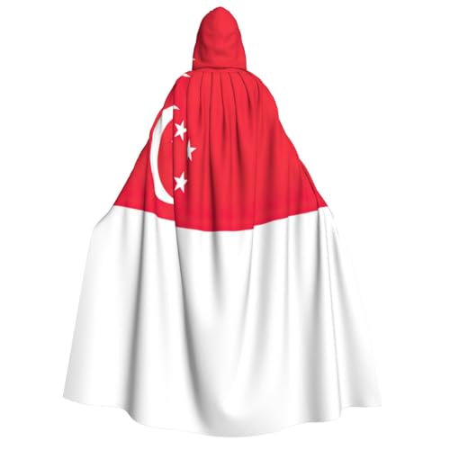 axzttupy Singapur-Flaggen-Druck, Erwachsenen-Kapuzenumhang, Halloween, Weihnachten, Karneval, Partys, Mittelalter-Kostüm von axzttupy