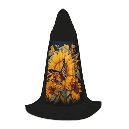 axzttupy Sonnenblumen-Schmetterlings-Umhang mit Kapuze, Umhang für Karneval, Halloween und Motto-Partys, bequemer Umhang axzttupy Sonnenblumen-Schmetterlings-Umhang mit Kapuze, Umhang für Karneval, Halloween und Motto-Partys, bequemer Umhang von axzttupy