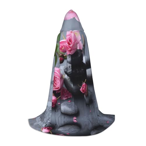 axzttupy Spa Stone And Rose Flowers 3 Print Unisex Hooded Full Length Cloak For Wizard Christmas Carnival Halloween Cosplay von axzttupy