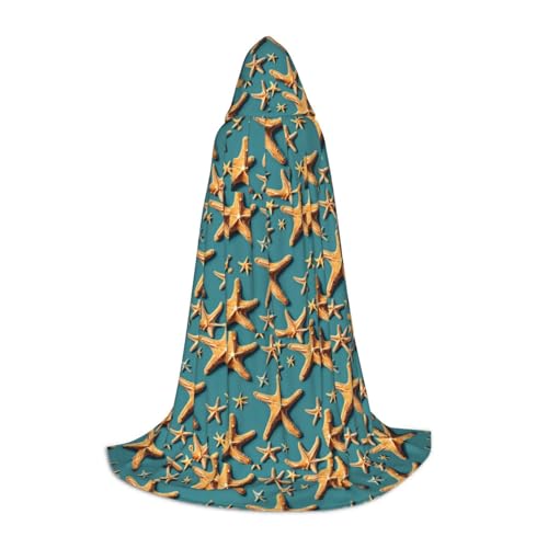 axzttupy Strandumhang mit Seestern-Druck, Unisex, mit Kapuze, volle Länge, für Zauberer, Weihnachten, Karneval, Halloween, Cosplay von axzttupy