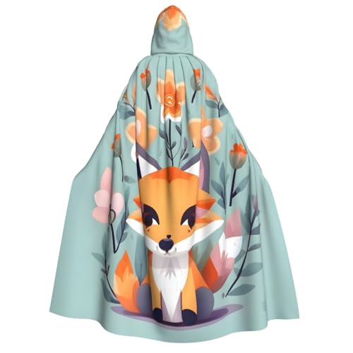 axzttupy Süßer Fuchs-Blumen-Aufdruck, Erwachsenen-Kapuzenumhang, Halloween, Weihnachten, Karneval, Partys, Mittelalter-Kostüm von axzttupy