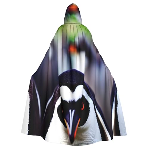 axzttupy Süßer Pinguin-Kopf-Druck, Unisex, Halloween-Kapuzenumhang, volle Länge, für Mittelalter-Renaissance-Cosplay-Kostüme von axzttupy