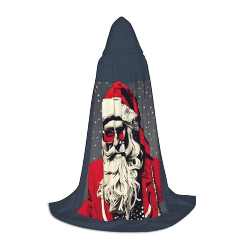 axzttupy Süßer Weihnachtsmann-Druck, Unisex, mit Kapuze, Umhang in voller Länge, für Zauberer, Weihnachten, Karneval, Halloween, Cosplay von axzttupy