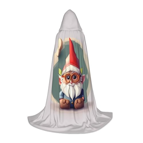 axzttupy Süßer Zwergen-Druck, Unisex, mit Kapuze, Umhang in voller Länge, für Zauberer, Weihnachten, Karneval, Halloween, Cosplay von axzttupy
