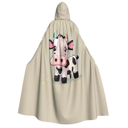 axzttupy Süßer weißer Kuh-Aufdruck, Erwachsenenkostüm, mit Kapuze, Halloween, Weihnachten, Karneval, Partys, Mittelalter-Kostüm von axzttupy