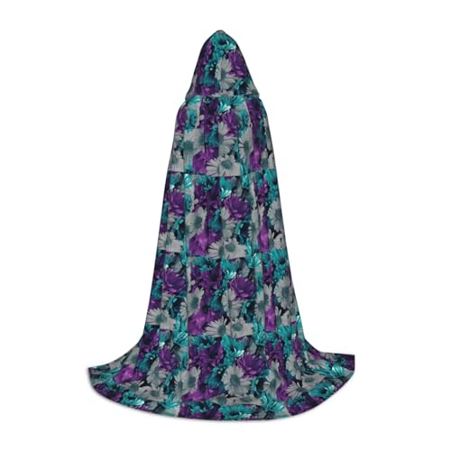 axzttupy Umhang mit Kapuze, Unisex, mit Kapuze, für Zauberer, Weihnachten, Karneval, Halloween, Cosplay, Violett und Blaugrün von axzttupy