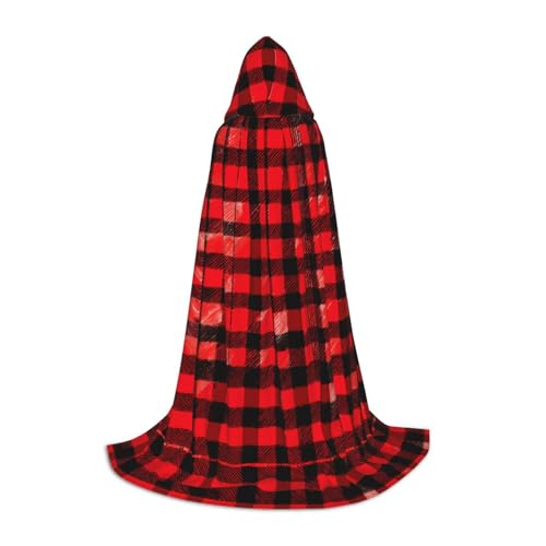 axzttupy Umhang mit Kapuze, kariert, Rot und Schwarz, 1 Druck, für Karneval, Halloween und Motto-Partys, bequemer Umhang axzttupy Umhang mit Kapuze, kariert, Rot und Schwarz, 1 Druck, für Karneval, Halloween und Motto-Partys, bequemer Umhang von axzttupy