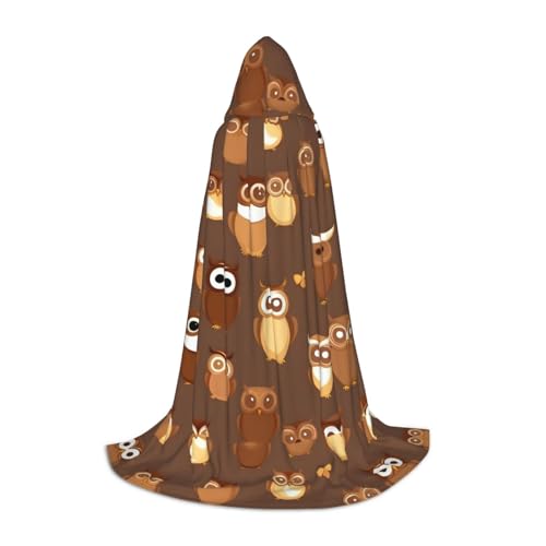 axzttupy Umhang mit Kapuze, niedlicher brauner Cartoon-Eulen-Druck, für Karneval, Halloween und Motto-Partys, bequemer Umhang axzttupy Umhang mit Kapuze, niedlicher brauner Cartoon-Eulen-Druck, für Karneval, Halloween und Motto-Partys, bequemer Umhang von axzttupy