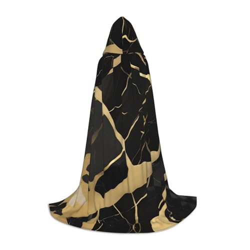 axzttupy Umhang mit Kapuze, schwarzer Marmor-Textur, Golddruck, für Karneval, Halloween und Motto-Partys, bequemer Umhang axzttupy Umhang mit Kapuze, schwarzer Marmor-Textur, Golddruck, für Karneval, Halloween und Motto-Partys, bequemer Umhang von axzttupy