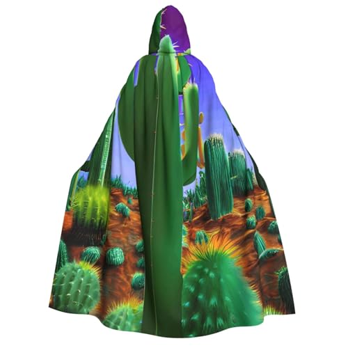 axzttupy Umhang mit Kapuze für Erwachsene, Kaktus-Wüsten-Druck, Halloween, Weihnachten, Karneval, Partys, Mittelalter-Kostüm von axzttupy