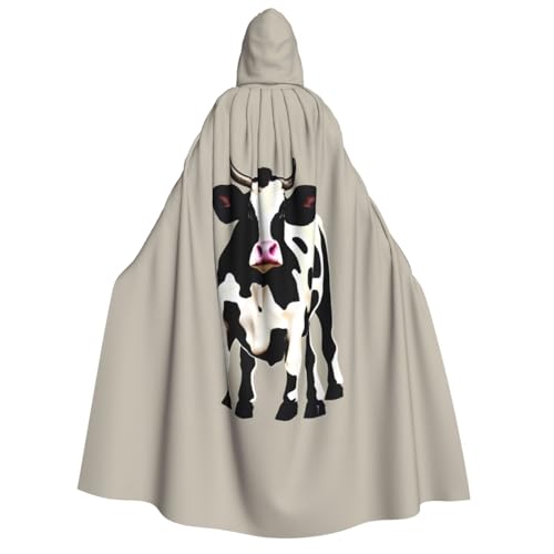 axzttupy Umhang mit Kapuze für Erwachsene, Kuh, schwarz, Punktemuster, Halloween, Weihnachten, Karneval, Partys, Mittelalter-Kostüm von axzttupy