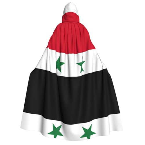 axzttupy Umhang mit Kapuze für Erwachsene, Motiv: Flagge der Syrien, Arabische Republik, Halloween, Weihnachten, Karneval, Partys, Mittelalter-Kostüm von axzttupy