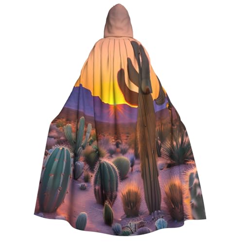 axzttupy Umhang mit Kapuze für Erwachsene, Motiv: Kaktus, Wüste, Sonnenuntergänge, Halloween, Weihnachten, Karneval, Partys, Mittelalter von axzttupy