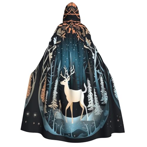 axzttupy Umhang mit Kapuze für Erwachsene, Weihnachtsbaum, Hirsch, Halloween, Weihnachten, Karneval, Partys, Mittelalter-Kostüm von axzttupy