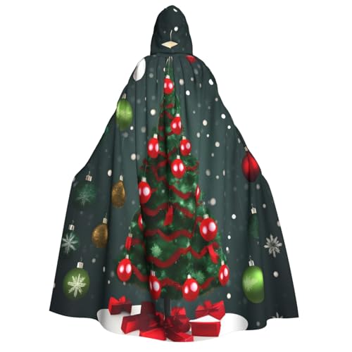 axzttupy Umhang mit Kapuze für Erwachsene, Weihnachtsbaum und Kugel, Halloween, Weihnachten, Karneval, Partys, Mittelalter-Kostüm von axzttupy
