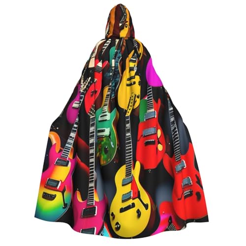 axzttupy Umhang mit Kapuze für Erwachsene, bunt, mit Gitarre, Halloween, Weihnachten, Karneval, Partys, Mittelalter-Kostüm von axzttupy