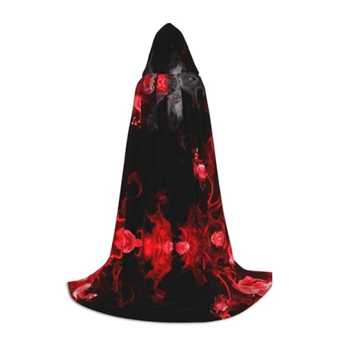axzttupy Umhang mit Kapuze für Karneval, Halloween und Mottopartys, Rot / Schwarz / Weiß von axzttupy