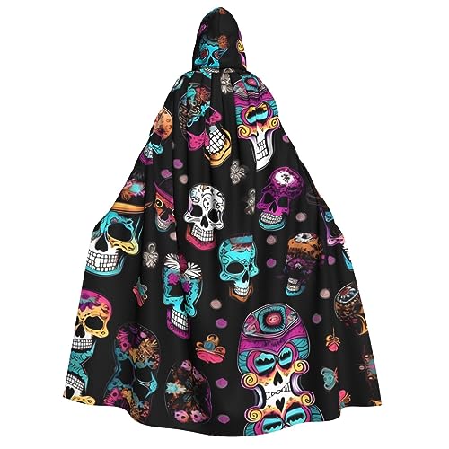 axzttupy Umhang mit Kapuze im Zucker- und Totenkopf-Stil, für Halloween, Cosplay, Karneval und Maskerade-Partys, Uni, Umhang axzttupy Umhang mit Kapuze im Zucker- und Totenkopf-Stil, für Halloween, Cosplay, Karneval und Maskerade-Partys, Uni, Umhang von axzttupy