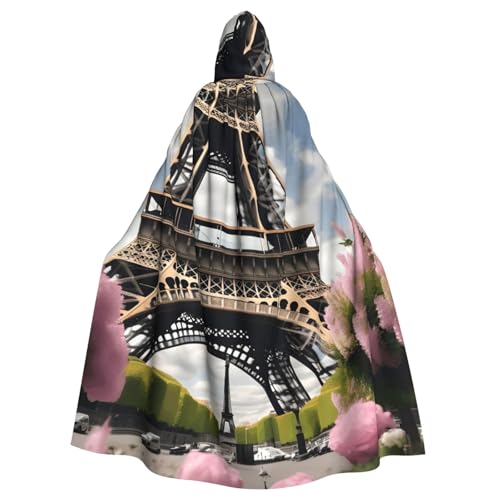 axzttupy Umhang mit Kapuze und Eiffelturm-Motiv, Unisex, Halloween, volle Länge, für mittelalterliche Renaissance-Cosplay-Kostüme von axzttupy