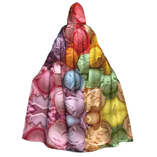axzttupy Umhang mit Kapuze und Eiscreme-Druck, für Erwachsene, Halloween, Weihnachten, Karneval, Partys, Mittelalter-Kostüm von axzttupy