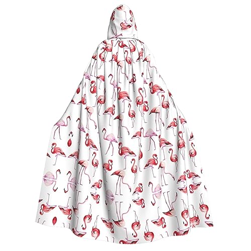 axzttupy Umhang mit Kapuze und Flamingo-Druck, für Halloween, Cosplay, Karneval und Maskerade-Partys, Uni, Umhang von axzttupy
