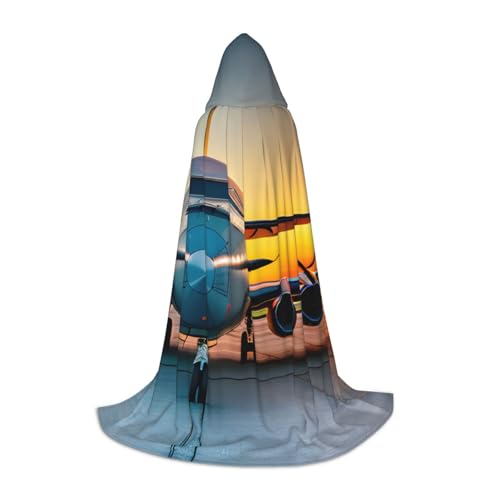 axzttupy Umhang mit Kapuze und Flugzeug-Motiv bei Sonnenuntergängen, Unisex, für Zauberer, Weihnachten, Karneval, Halloween, Cosplay von axzttupy