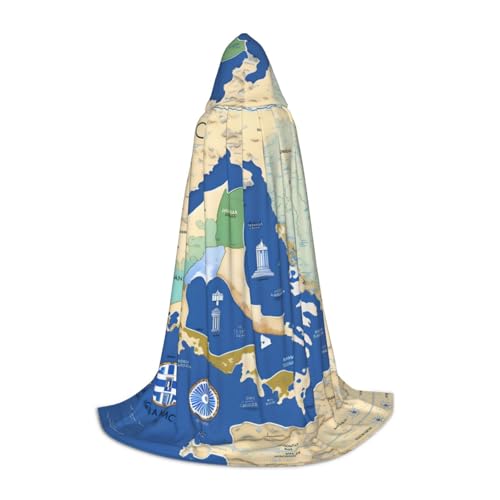 axzttupy Umhang mit Kapuze und Griechenlandkarten-Druck, für Karneval, Halloween und Motto-Partys, bequemer Umhang axzttupy Umhang mit Kapuze und Griechenlandkarten-Druck, für Karneval, Halloween und Motto-Partys, bequemer Umhang von axzttupy