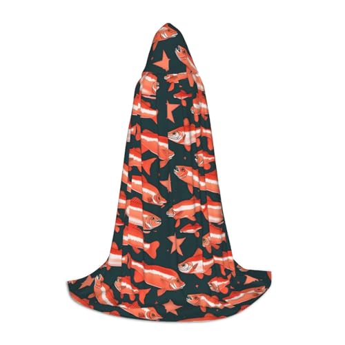 axzttupy Umhang mit Kapuze und Lachsdruck, für Karneval, Halloween und Motto-Partys, bequemer Umhang axzttupy Umhang mit Kapuze und Lachsdruck, für Karneval, Halloween und Motto-Partys, bequemer Umhang von axzttupy