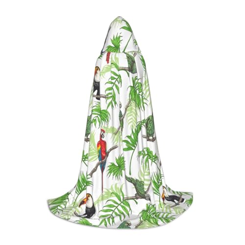 axzttupy Umhang mit Kapuze und Papageienvögeln und tropischem Baum, für Karneval, Halloween und Motto-Partys, bequemer Umhang axzttupy Umhang mit Kapuze und Papageienvögeln und tropischem Baum, für Karneval, Halloween und Motto-Partys, bequemer Umhang von axzttupy
