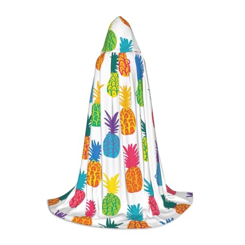 axzttupy Umhang mit Kapuze und Regenbogen-Ananas-Druck, Unisex, für Zauberer, Weihnachten, Karneval, Halloween, Cosplay von axzttupy