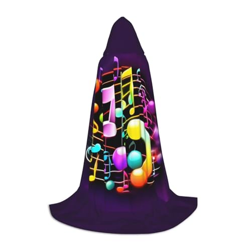axzttupy Umhang mit Kapuze und buntem Musiknoten-Druck, für Karneval, Halloween und Motto-Partys, bequemer Umhang axzttupy Umhang mit Kapuze und buntem Musiknoten-Druck, für Karneval, Halloween und Motto-Partys, bequemer Umhang von axzttupy