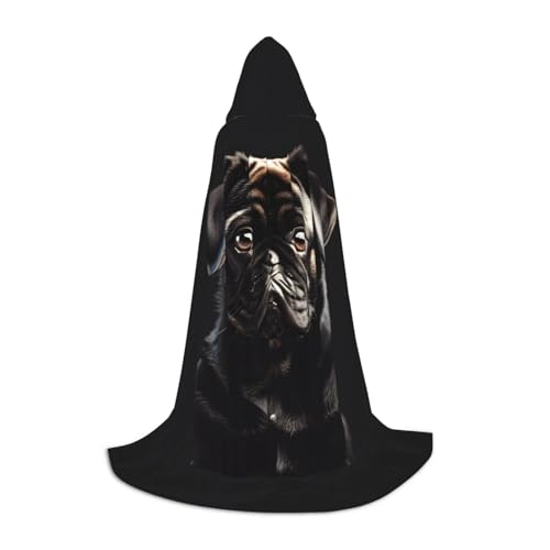 axzttupy Umhang mit Kapuze und niedlichem Mops-Aufdruck, für Karneval, Halloween und Motto-Partys, bequemer Umhang axzttupy Umhang mit Kapuze und niedlichem Mops-Aufdruck, für Karneval, Halloween und Motto-Partys, bequemer Umhang von axzttupy