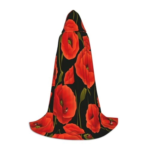 axzttupy Umhang mit Mohnblumen-Druck, mit Kapuze, für Karneval, Halloween und Motto-Partys, bequemer Umhang axzttupy Umhang mit Mohnblumen-Druck, mit Kapuze, für Karneval, Halloween und Motto-Partys, bequemer Umhang von axzttupy