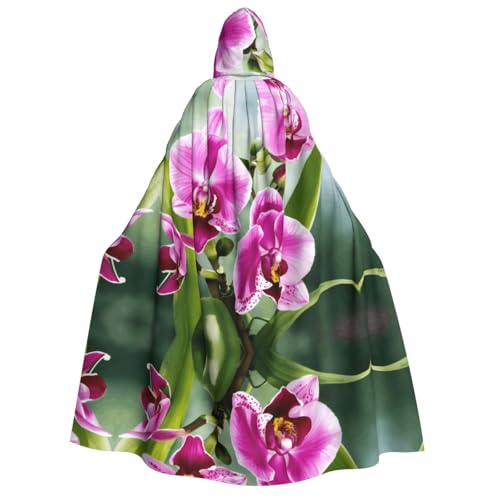 axzttupy Umhang mit Orchideen-Druck für Erwachsene, mit Kapuze, Halloween, Weihnachten, Karneval, Partys, Mittelalter-Kostüm von axzttupy