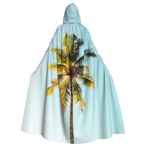 axzttupy Umhang mit Palmenaufdruck, Unisex, Halloween, mit Kapuze, volle Länge, für Mittelalter-, Renaissance-Cosplay-Kostüme von axzttupy