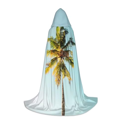 axzttupy Umhang mit Palmenaufdruck, Unisex, mit Kapuze, volle Länge, für Zauberer, Weihnachten, Karneval, Halloween, Cosplay von axzttupy