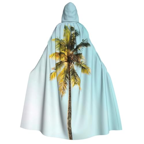 axzttupy Umhang mit Palmenaufdruck für Erwachsene, mit Kapuze, Halloween, Weihnachten, Karneval, Partys, Mittelalter-Kostüm von axzttupy