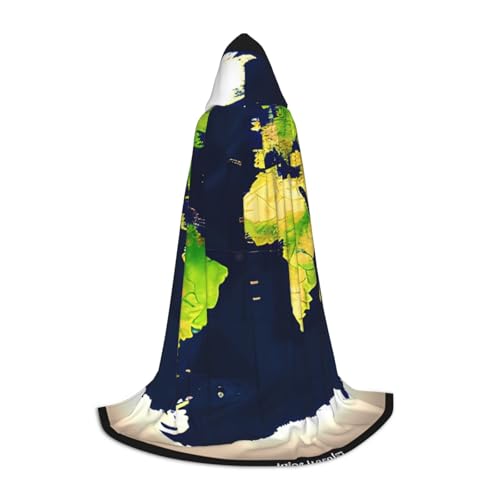 axzttupy Umhang mit Weltkarte, Unisex, mit Kapuze, für Zauberer, Weihnachten, Karneval, Halloween, Cosplay von axzttupy