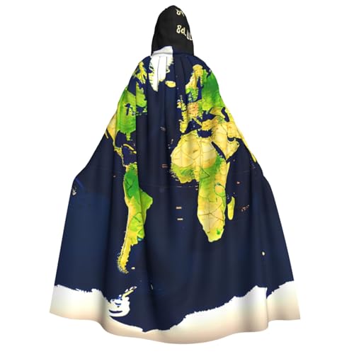 axzttupy Umhang mit Weltkarte für Erwachsene, mit Kapuze, Halloween, Weihnachten, Karneval, Partys, Mittelalter-Kostüm von axzttupy