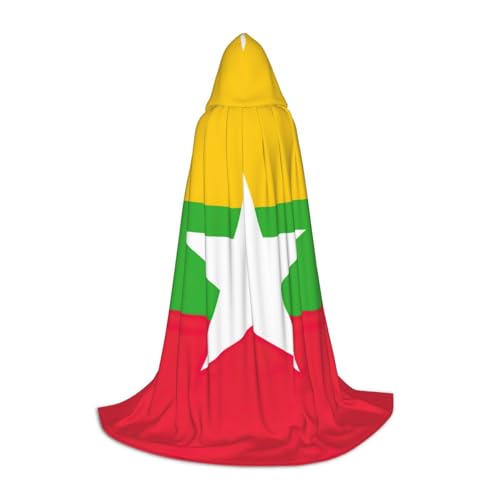 axzttupy Umhang mit der Flagge von Myanmar, Unisex, mit Kapuze, für Zauberer, Weihnachten, Karneval, Halloween, Cosplay von axzttupy