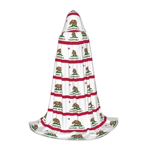 axzttupy Umhang mit kalifornischer Staatsflagge, Unisex, mit Kapuze, volle Länge, für Zauberer, Weihnachten, Karneval, Halloween, Cosplay von axzttupy