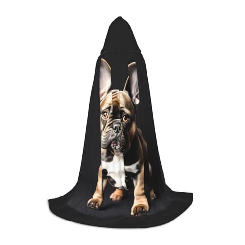 axzttupy Umhang mit langen Ohren und französischer Bulldogge, mit Kapuze, für Karneval, Halloween und Motto-Partys, bequemer Umhang axzttupy Umhang mit langen Ohren und französischer Bulldogge, mit Kapuze, für Karneval, Halloween und Motto-Partys, bequemer Umhang von axzttupy