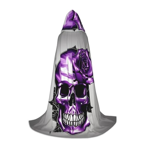 axzttupy Umhang mit lila Rose und Totenkopf-Aufdruck, mit Kapuze, für Karneval, Halloween und Motto-Partys, bequemer Umhang axzttupy Umhang mit lila Rose und Totenkopf-Aufdruck, mit Kapuze, für Karneval, Halloween und Motto-Partys, bequemer Umhang von axzttupy