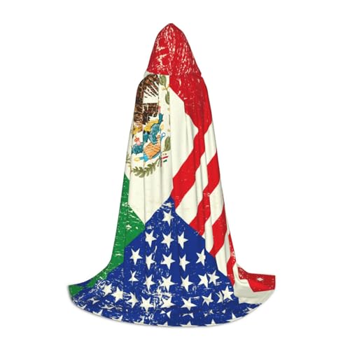axzttupy Umhang mit mexikanischer amerikanischer Flagge, Unisex, mit Kapuze, volle Länge, für Zauberer, Weihnachten, Karneval, Halloween, Cosplay von axzttupy