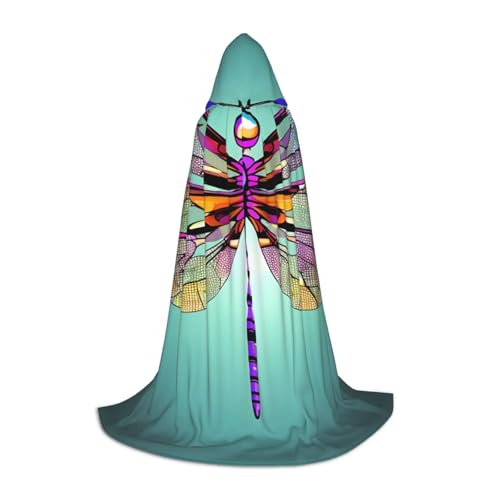 axzttupy Umhang mit niedlichem Libellenmuster, Unisex, mit Kapuze, volle Länge, für Zauberer, Weihnachten, Karneval, Halloween, Cosplay von axzttupy