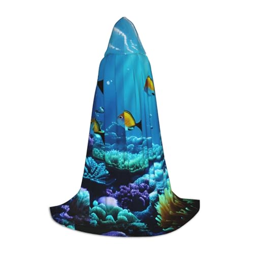 axzttupy Umhang mit ruhiger Unterwasserlandschaft, Unisex, mit Kapuze, volle Länge, für Zauberer, Weihnachten, Karneval, Halloween, Cosplay axzttupy Umhang mit ruhiger Unterwasserlandschaft, Unisex, mit Kapuze, volle Länge, für Zauberer, Weihnachten, Karneval, Halloween, Cosplay von axzttupy