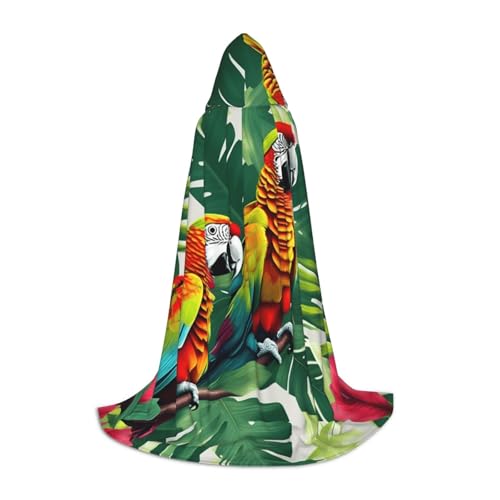 axzttupy Umhang mit tropischem Blumenblatt und Papageien-Druck, mit Kapuze, für Karneval, Halloween und Motto-Partys, bequemer Umhang axzttupy Umhang mit tropischem Blumenblatt und Papageien-Druck, mit Kapuze, für Karneval, Halloween und Motto-Partys, bequemer Umhang von axzttupy