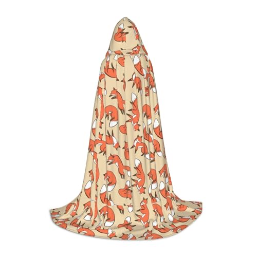 axzttupy Umhang mit vielen Füchsen, Unisex, mit Kapuze, volle Länge, für Zauberer, Weihnachten, Karneval, Halloween, Cosplay von axzttupy
