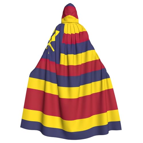 axzttupy Unisex Halloween-Kapuzenumhang mit Flagge des Königreichs Hawaii, volle Länge, für mittelalterliche Renaissance-Cosplay-Kostüme von axzttupy