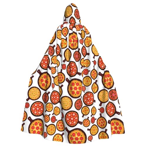axzttupy Unisex Halloween-Kapuzenumhang mit Pizza-Aufdruck, volle Länge, für mittelalterliche Renaissance-Cosplay-Kostüme von axzttupy